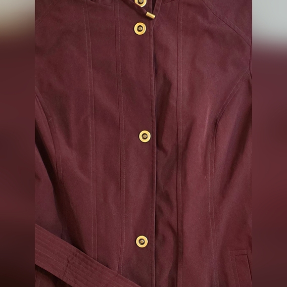 London Fog Water Resistant Women's Size Small Burgundy Trench Coat - Picture 13 of 13